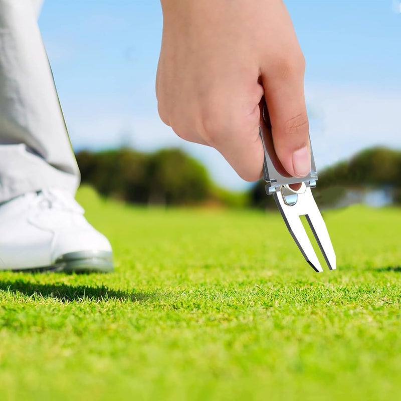 Linkidea Zinc Alloy Cigar Holder Golf Cart, Recreation Golf Plug-in Cigar Holder, Golf Cart Cigar Holder Clip Divot Tool and Ball Marker (Silver) - Image 3